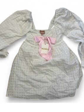 Show Me Your MuMu White Gingham Mini Dress with Pink Bow